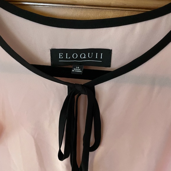 Eloquii Sheer Pink Blouse with Ruffles and trim tie size 14 - Picture 2 of 8